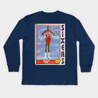 MANUTE BOL Retro Style 90s Basketball Card Kids Long Sleeve T-Shirt